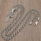 Чоловіча срібна цепочка з хрестиком на жорсткому вушку. Срібний хрестик і ланцюжок бісмарк срібло. 55 см, фото 9