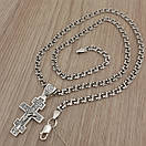 Чоловіча срібна цепочка з хрестиком на жорсткому вушку. Срібний хрестик і ланцюжок бісмарк срібло. 55 см, фото 7