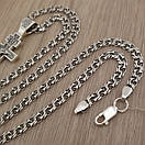 Чоловіча срібна цепочка з хрестиком на жорсткому вушку. Срібний хрестик і ланцюжок бісмарк срібло. 55 см, фото 10