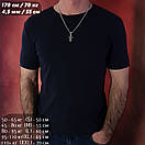 Чоловіча срібна цепочка з хрестиком на жорсткому вушку. Срібний хрестик і ланцюжок бісмарк срібло. 55 см, фото 2