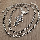 Чоловіча срібна цепочка з хрестиком на жорсткому вушку. Срібний хрестик і ланцюжок бісмарк срібло. 55 см, фото 6
