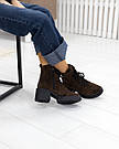 Зимові жіночі замшеві черевики шоколадного кольору 36-41, фото 2