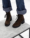Зимові жіночі замшеві черевики шоколадного кольору 36-41, фото 6