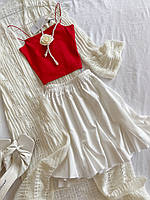 Женская белая юбка мини с клиньями