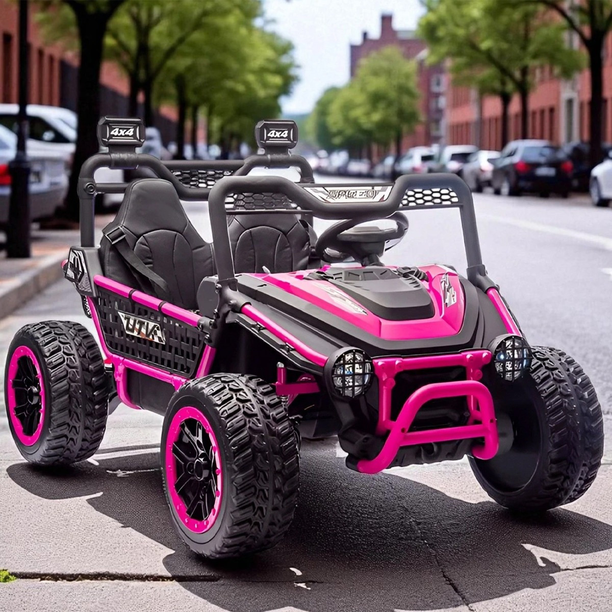 Дитячий електромобіль на акумуляторі двомісний Багі M 6208 з пультом р/у для дітей 3-8 років Рожевий, фото 1