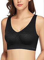 Бюстгальтер з пуш ап S-M(чашка АВ) безшовні з мереживом Бра Ніжний Ажур без кісточок чорний