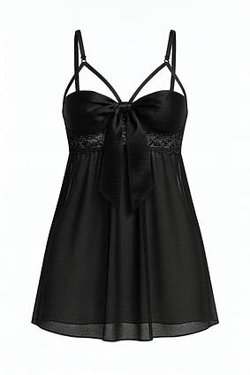 Пеньюар Чорна Троянда Yiyue стринги в комплекті чорний L