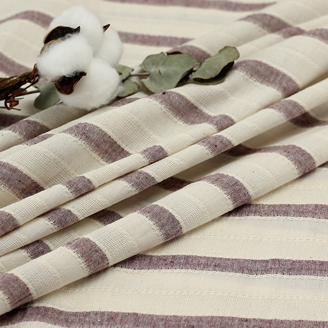 Варена бавовна - тенсель 50\50, жаккард смужка, колір виноград-ваніль 240 см № N-БТЖ-00305-2, фото 1