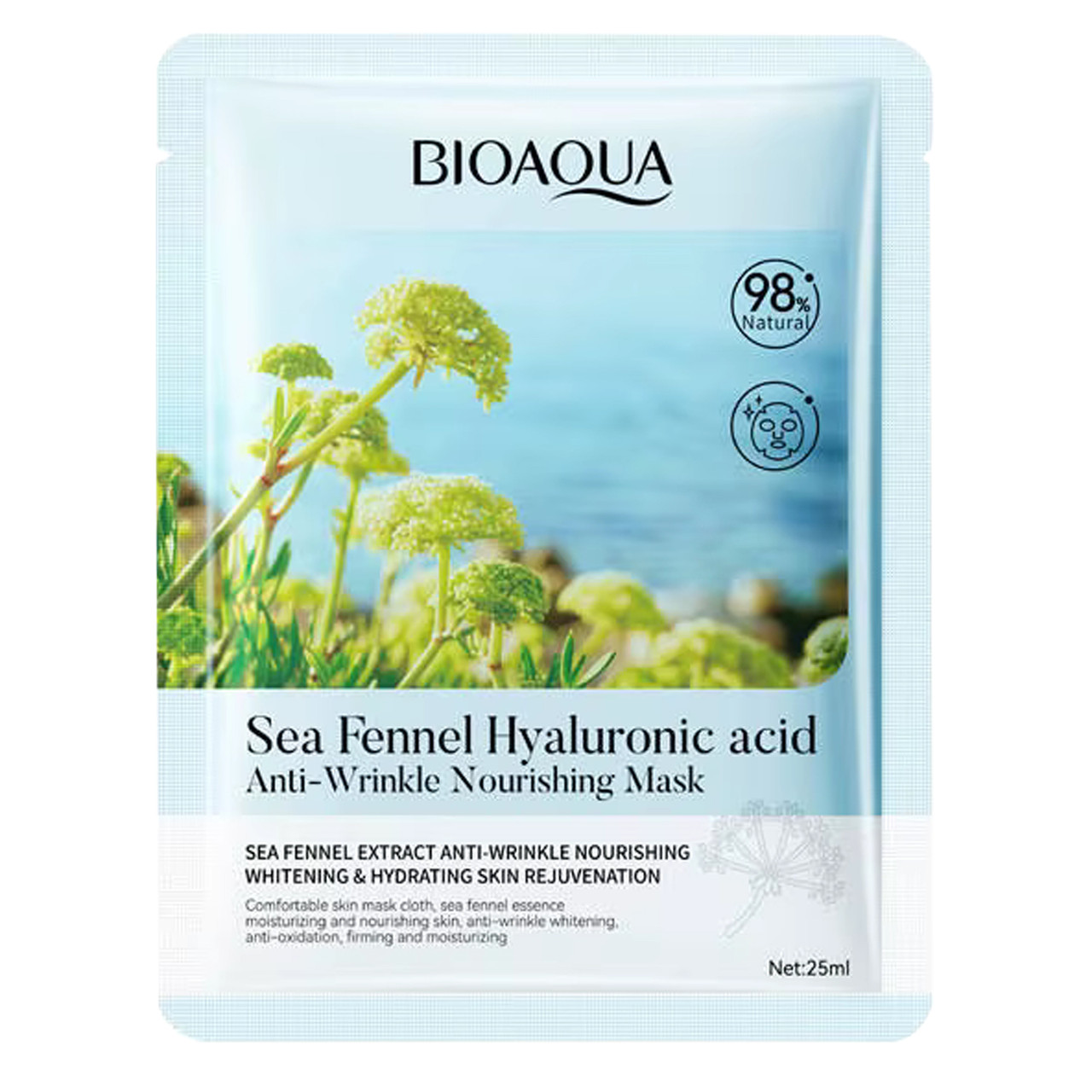 Тканинна маска для обличчя BIOAQUA  Sea Fennel Hyaluronic Acid антивікова, поживна 25 мл, фото 1