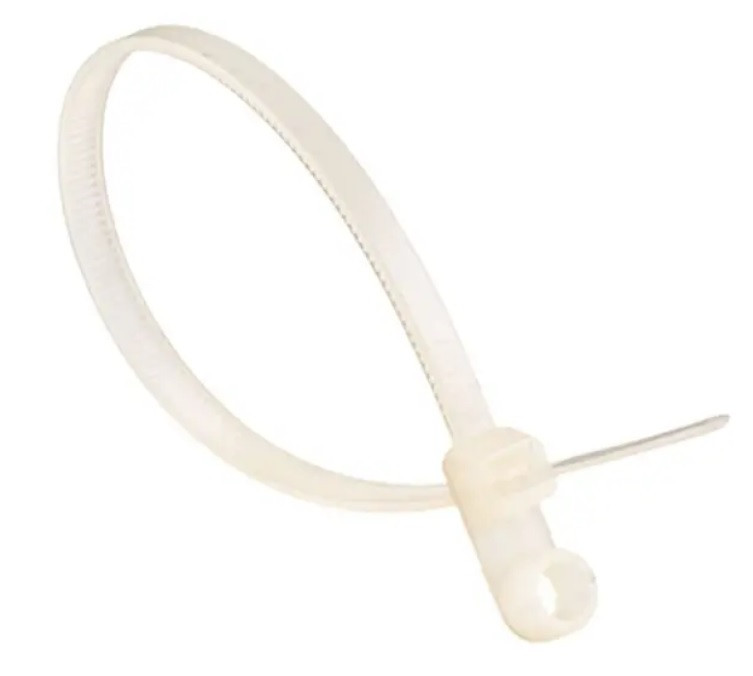 Хомут з кільцем ХОК 3,6х150 М4 стяжка з отвором білий 100шт/уп