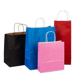 Кольорові крафт пакети з ручкаим