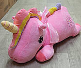 Плед Іграшка, подушка, 3 в 1 Єдиноріг рожевий, м'яка іграшка з пледом усередині, 55 см
