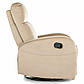 Кресло реклайнер качалка Olimp бежевый бархат механическое с высокой спинкой в современном стиле, фото 3