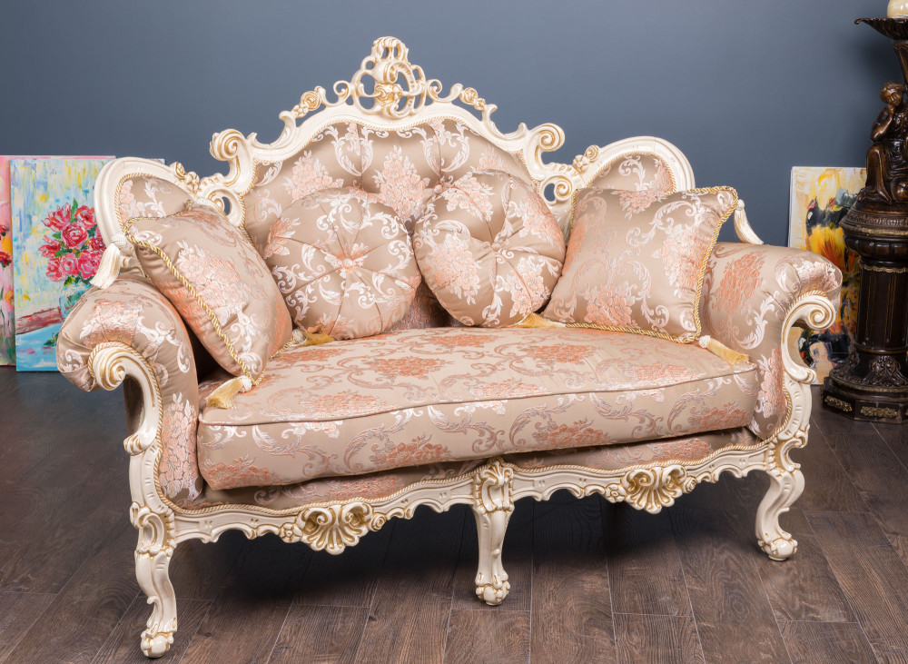 Диван класичний двомісний в стилі Бароко Белла (преміум клас) натуральне дерево, фото 1