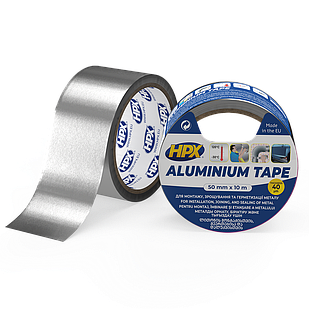 HPX AL 120°С 40мкм - 50мм x 10м - високотемпературна алюмінієва клейка стрічка (алюмінієвий скотч)
