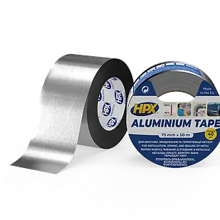 HPX AL 120°С 40мкм - 75мм x 50м - високотемпературна алюмінієва клейка стрічка (алюмінієвий скотч)