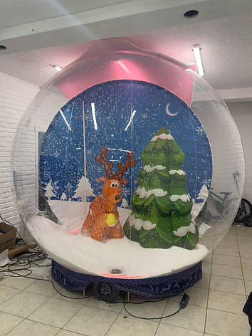 Надувна диво-куля прозора фото-зона 3 м із зимовою декорацією та вбудованим вентилятором, фото 1
