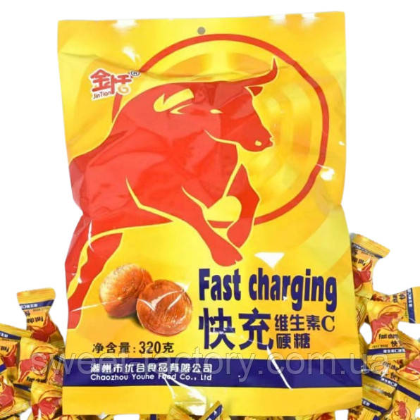 Льодяники JinTian Redbull Energy Candy Fast Charging 320g, фото 1