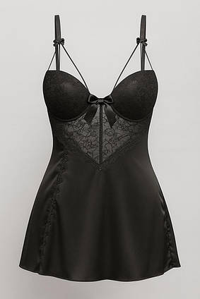 Нічнушка з халатом і стрингами Моне М-L CINOON чорний