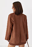 Жіночий замшевий жакет на ґудзиках — коричневий колір, ONE SIZE (є розміри), фото 2