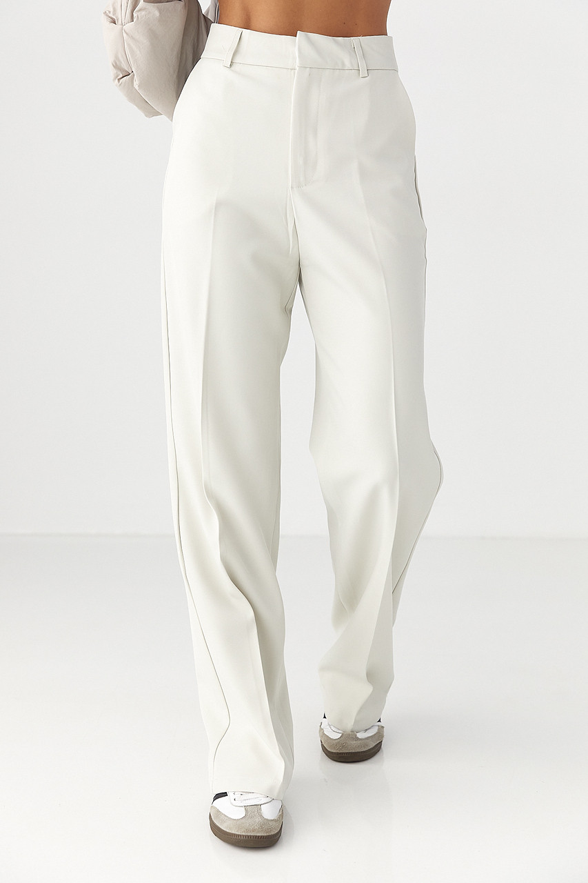Класичні жіночі штани зі стрілками — молочний колір, L (є розміри), фото 1