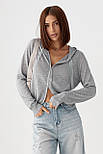 В'язаний кардиган з капюшоном — сірий колір, ONE SIZE (є розміри), фото 5