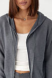 В'язаний кардиган з капюшоном — темно-сірий колір, ONE SIZE (є розміри), фото 4