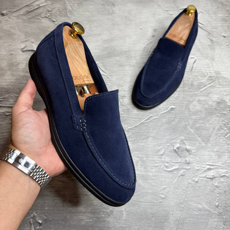 Лофери, туфлі чоловічі сині замшеві (натуральна замша) для чоловіків на весну осінь, розміри 40-45, фото 1