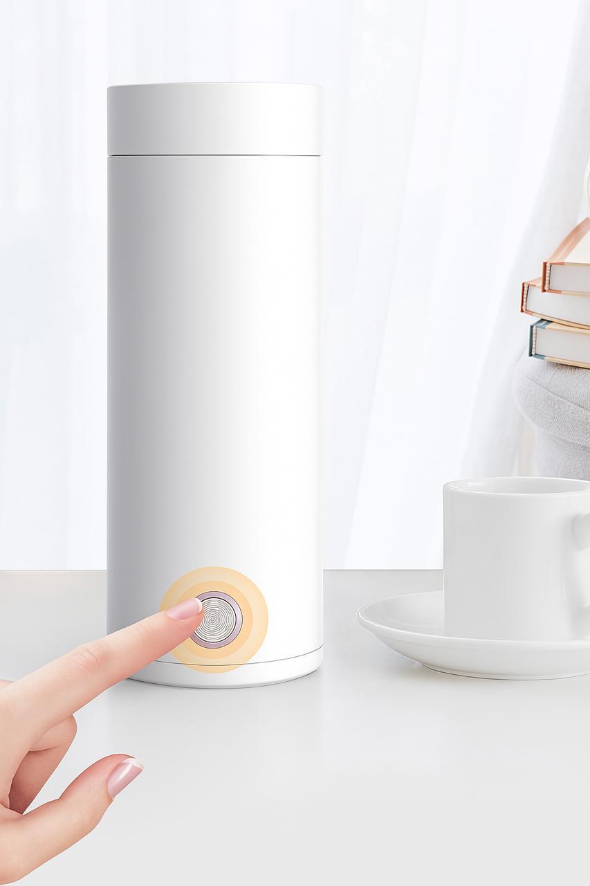 Дорожній електрочайник термос портативний 300 Вт електричний 400 мл живлення 220В із нержавійки побутовий з підігрівом кип'ятку