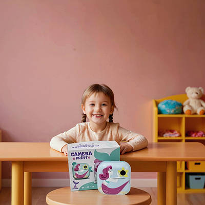 Дитячий фотоапарат із миттєвим друком Камера для дитини 2 види термопринтер папір відео ігри фломастери