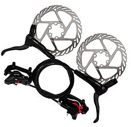 Гальма велосипеда дискові Shunfeng DULA601 гідравлічні 800/1350 мм, ротори 160 мм.