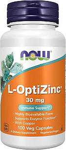 NOW Foods L-OptiZinc 30 mg 100 Veg Capsules