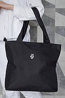 Жіноча сумка еко-шопер тканинна з принтом BadHair Black