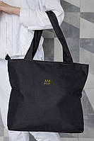 Жіноча сумка еко-шопер тканинна з принтом Crown Black