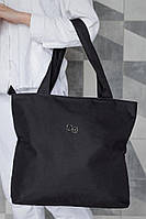 Жіноча сумка еко-шопер тканинна з принтом Cube Black