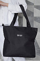 Жіноча сумка еко-шопер тканинна з принтом DayOff Black
