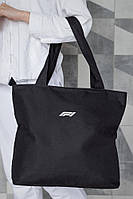 Жіноча сумка еко-шопер тканинна з принтом F1White Black