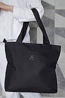 Жіноча сумка еко-шопер тканинна з принтом Finger Black