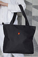 Жіноча сумка еко-шопер тканинна з принтом Fire Black