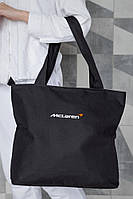 Жіноча сумка еко-шопер тканинна з принтом McLaren Black