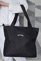 Жіноча сумка еко-шопер тканинна з принтом Savage Black