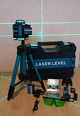 Лазерний рівень 16-лінійний 4D x 360 °, сенсорні кнопки, 2 АКБ, пульт ДК, штатив, екран, набір для установки, кейс.