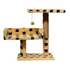 "Пухнастики" Драпак з диваном 2-х повер.(джут) бежевий з лапками 30*38*50 см