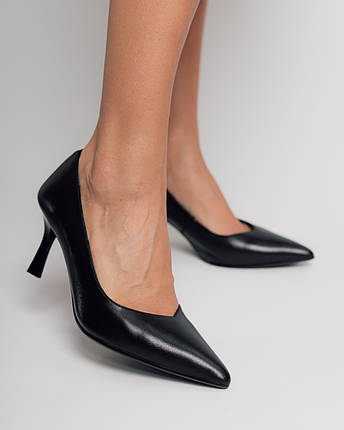 Туфлі жіночі на шпильці Melanda 9078608 чорна шкіра, фото 1