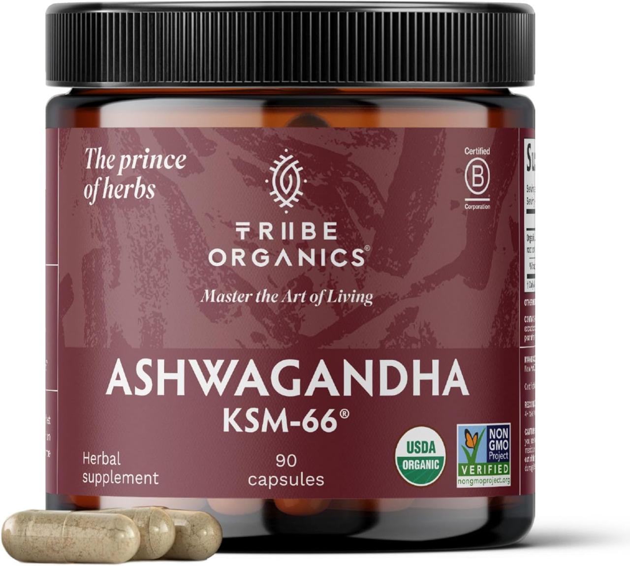TRIBE ORGANICS Ashwagandha KSM 66 90 Capsules, фото 1