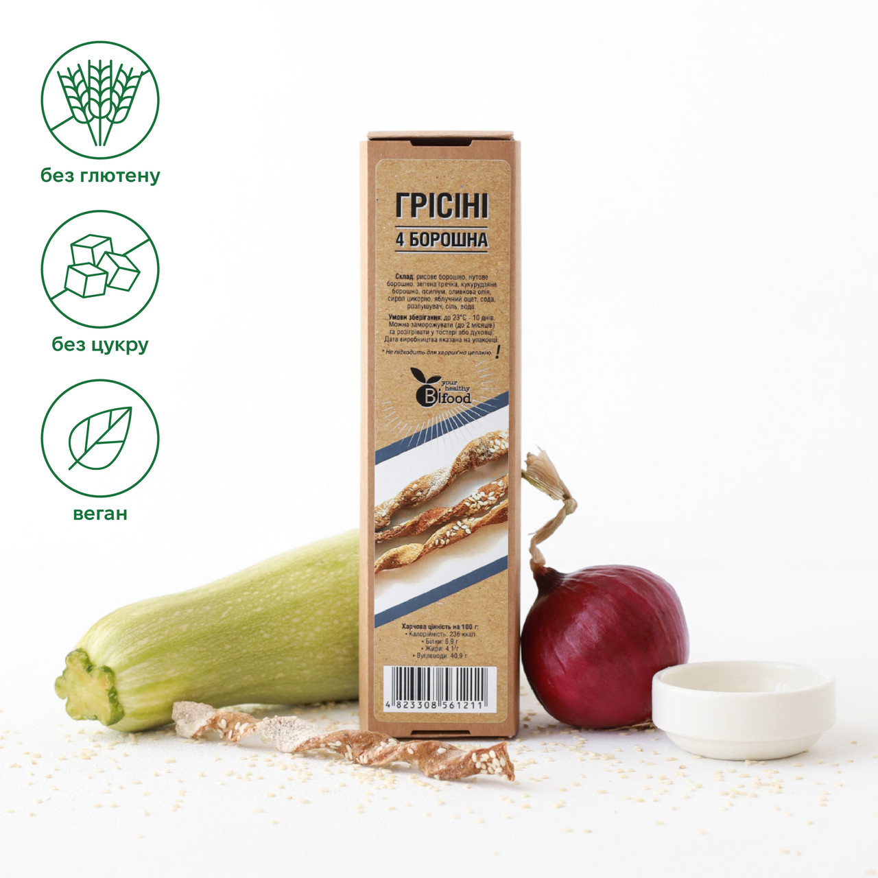 Грісіні з борошна безглютенових сортів 80г Bifood, фото 1