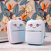 Портативний міні принтер, дитячий кишеньковий термопрінтер з Bluetooth "Котик"