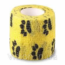 Бінт Coban 5см х 4,5м 1шт лапка жовтий когезивний самофіксуючий еластичний, фото 1