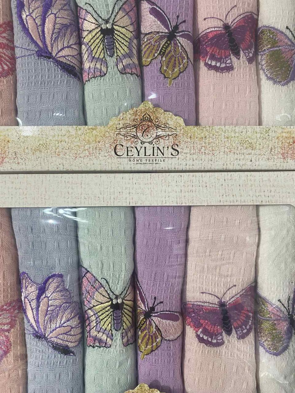 Набір вафельних кухонних рушників 6в1 Метелик, фото 1