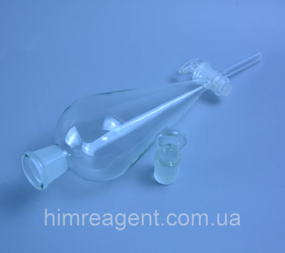 Лійка ділильна (2000 мл.) Грушоподібна / Скляний кран та пробка / шліф 29/32, фото 1